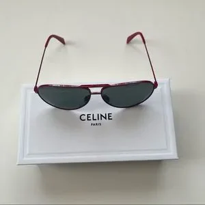 Celine | Accessories | Celine 59mm Shinny Red Green Pilot 